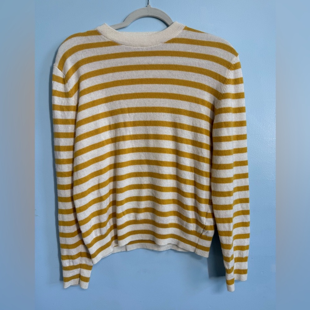 Zara Yellow and Cream Striped Sweater-S